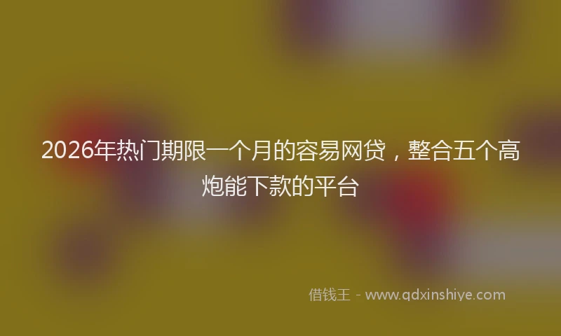 2026年热门期限一个月的容易网贷，整合五个高炮能下款的平台