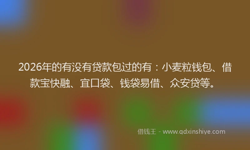 2026年的有没有贷款包过的有：小麦粒钱包、借款宝快融、宜口袋、钱袋易借、众安贷等。