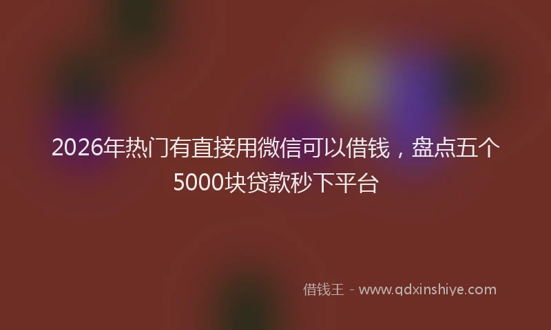 2026年热门有直接用微信可以借钱，盘点五个5000块贷款秒下平台