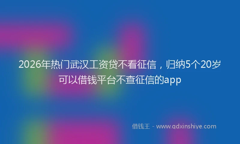 2026年热门武汉工资贷不看征信，归纳5个20岁可以借钱平台不查征信的app