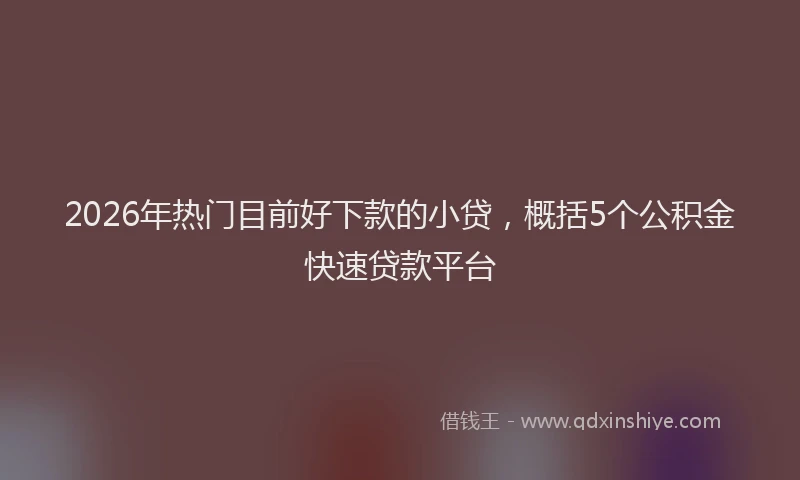 2026年热门目前好下款的小贷，概括5个公积金快速贷款平台