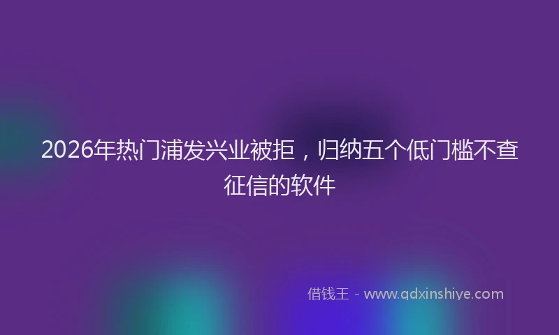 2026年热门浦发兴业被拒，归纳五个低门槛不查征信的软件