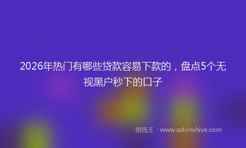 2026年热门有哪些贷款容易下款的，盘点5个无视黑户秒下的口子