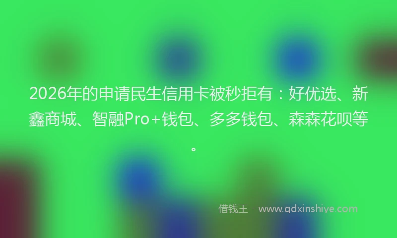 2026年的申请民生信用卡被秒拒有:好优选、新鑫商城、智融Pro+钱包、多多钱包、森森花呗等。