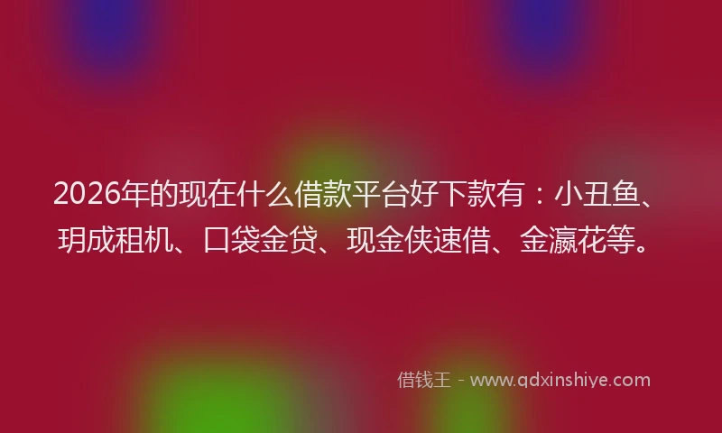 2026年的现在什么借款平台好下款有：小丑鱼、玥成租机、口袋金贷、现金侠速借、金瀛花等。