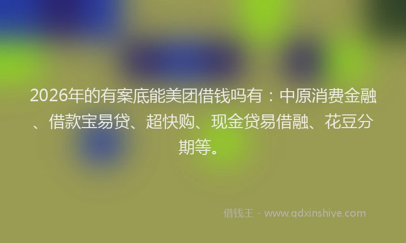 2026年的有案底能美团借钱吗有：中原消费金融、借款宝易贷、超快购、现金贷易借融、花豆分期等。