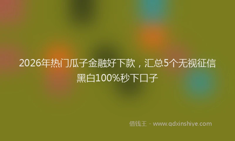 2026年热门瓜子金融好下款，汇总5个无视征信黑白100%秒下口子