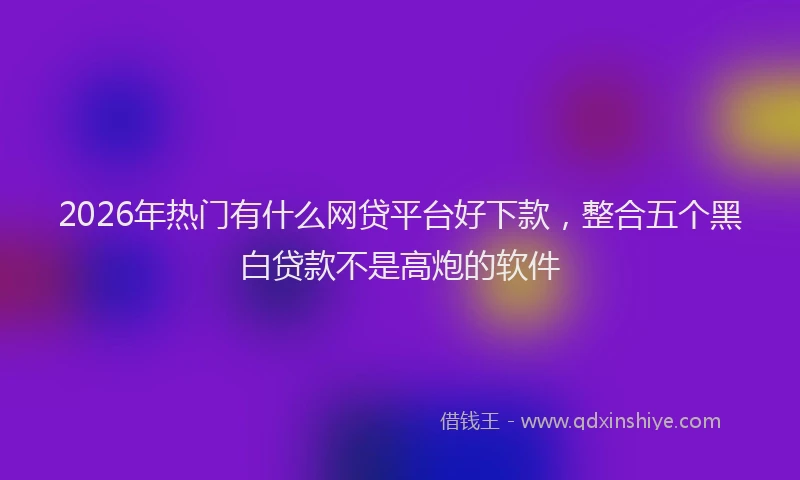 2026年热门有什么网贷平台好下款,整合五个黑白贷款不是高炮的软件