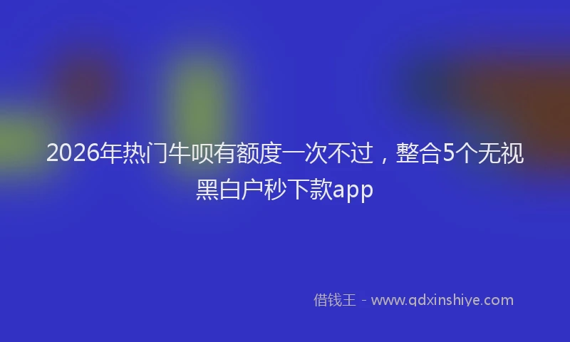 2026年热门牛呗有额度一次不过，整合5个无视黑白户秒下款app