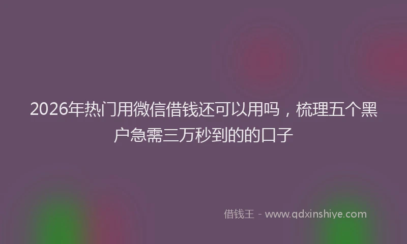 2026年热门用微信借钱还可以用吗，梳理五个黑户急需三万秒到的的口子