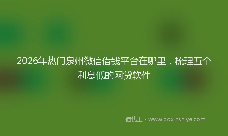 2026年热门泉州微信借钱平台在哪里,梳理五个利息低的网贷软件