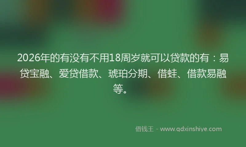 2026年的有没有不用18周岁就可以贷款的有：易贷宝融、爱贷借款、琥珀分期、借蛙、借款易融等。