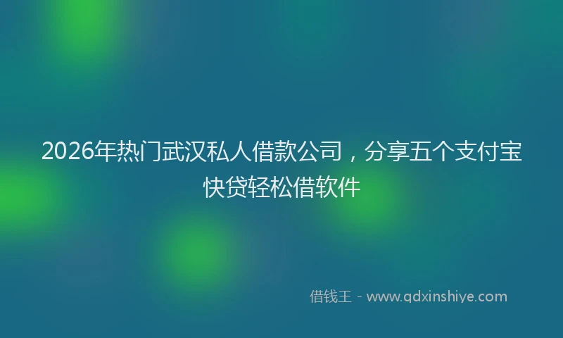 2026年热门武汉私人借款公司，分享五个支付宝快贷轻松借软件