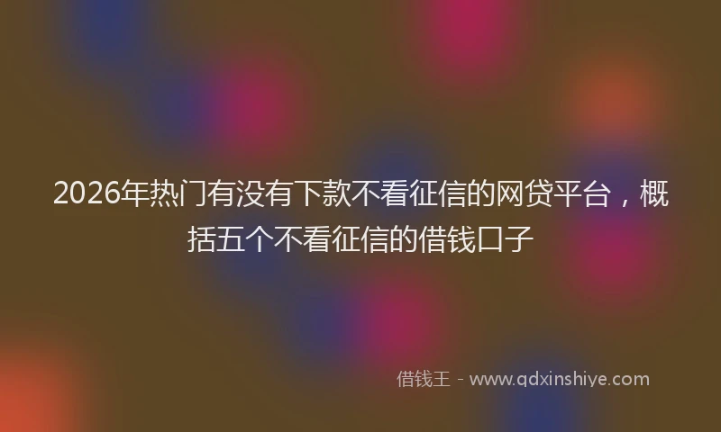 2026年热门有没有下款不看征信的网贷平台,概括五个不看征信的借钱口子