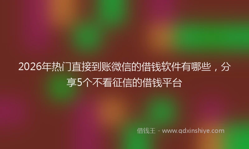 2026年热门直接到账微信的借钱软件有哪些，分享5个不看征信的借钱平台
