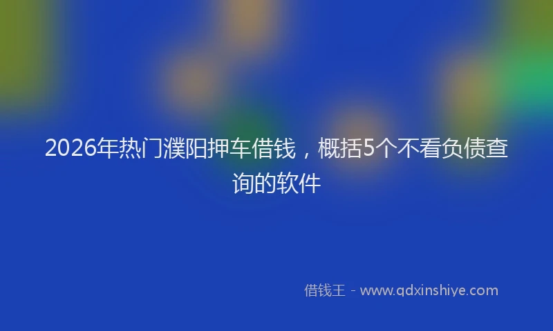 2026年热门濮阳押车借钱，概括5个不看负债查询的软件