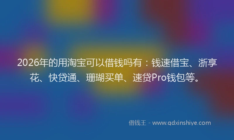 2026年的用淘宝可以借钱吗有:钱速借宝、浙享花、快贷通、珊瑚买单、速贷Pro钱包等。