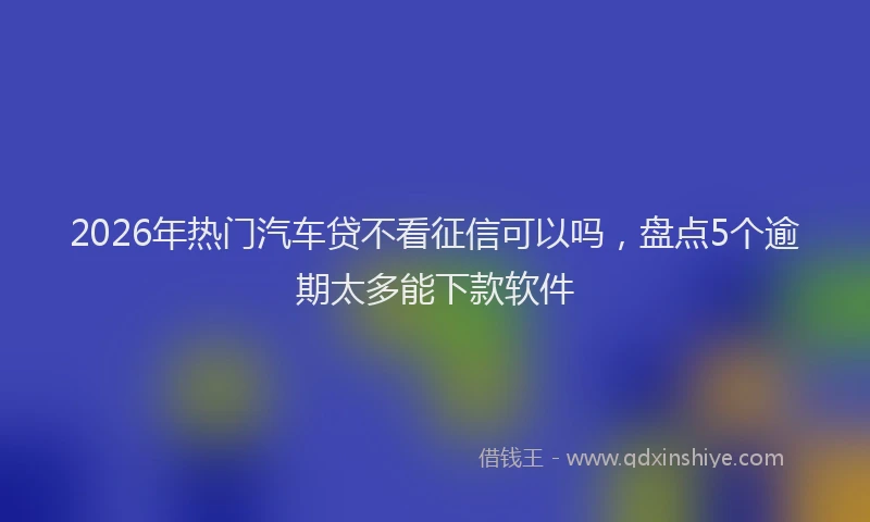 2026年热门汽车贷不看征信可以吗，盘点5个逾期太多能下款软件