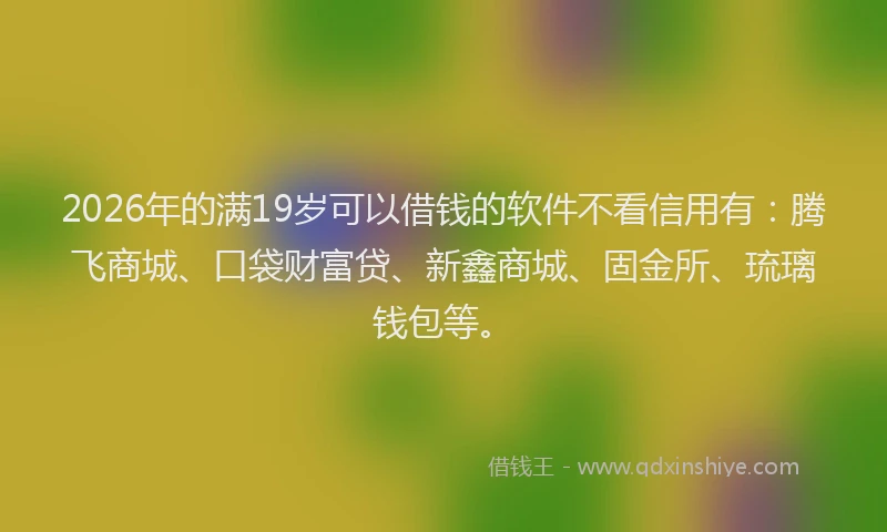 2026年的满19岁可以借钱的软件不看信用有:腾飞商城、口袋财富贷、新鑫商城、固金所、琉璃钱包等。