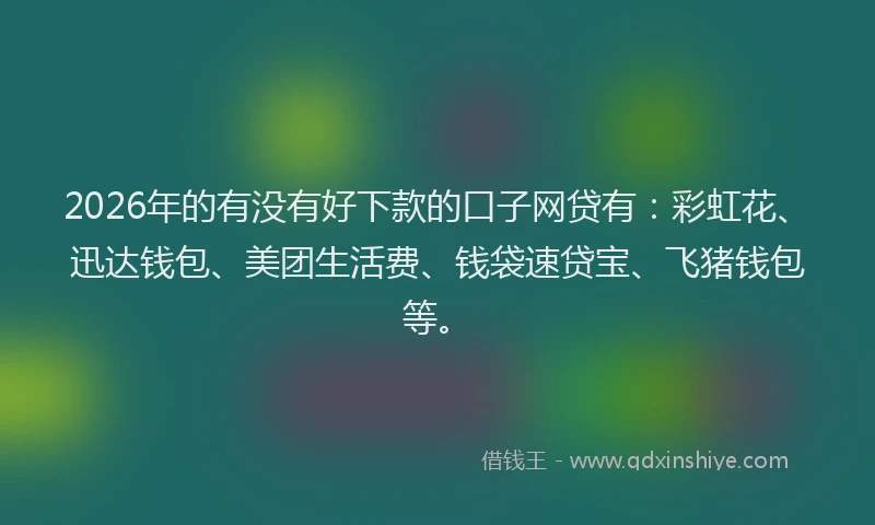 2026年的有没有好下款的口子网贷有：彩虹花、迅达钱包、美团生活费、钱袋速贷宝、飞猪钱包等。