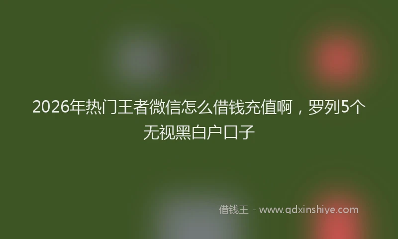 2026年热门王者微信怎么借钱充值啊，罗列5个无视黑白户口子
