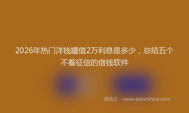 2026年热门洋钱罐借2万利息是多少，总结五个不看征信的借钱软件