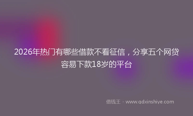 2026年热门有哪些借款不看征信，分享五个网贷容易下款18岁的平台