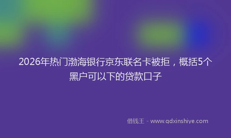2026年热门渤海银行京东联名卡被拒,概括5个黑户可以下的贷款口子