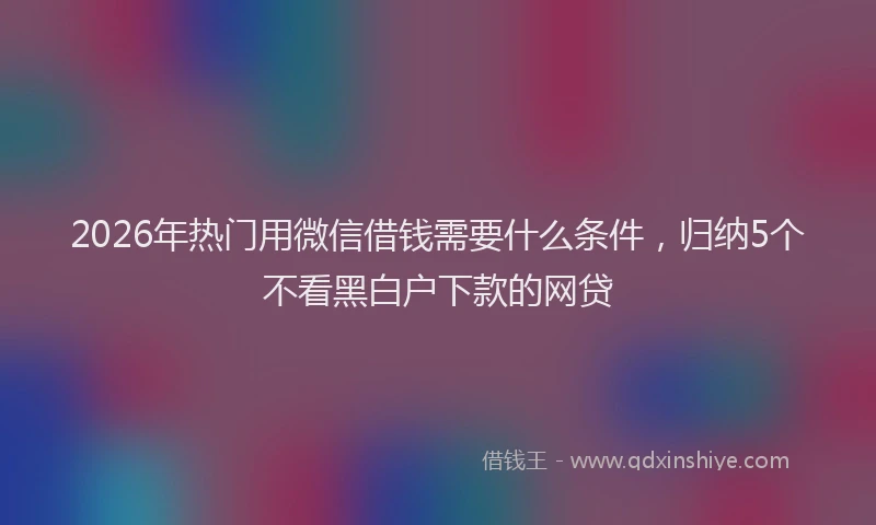 2026年热门用微信借钱需要什么条件，归纳5个不看黑白户下款的网贷
