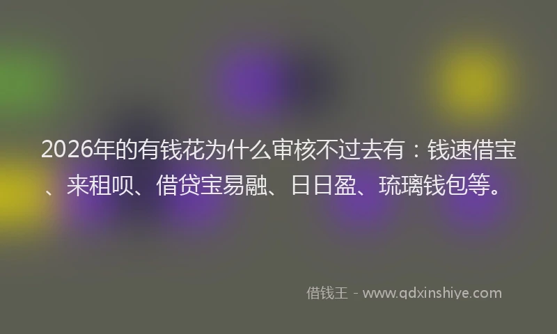 2026年的有钱花为什么审核不过去有：钱速借宝、来租呗、借贷宝易融、日日盈、琉璃钱包等。