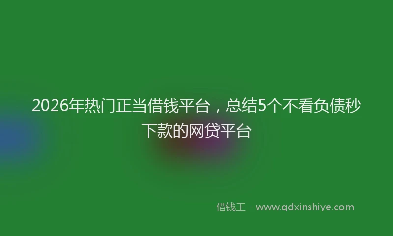 2026年热门正当借钱平台，总结5个不看负债秒下款的网贷平台
