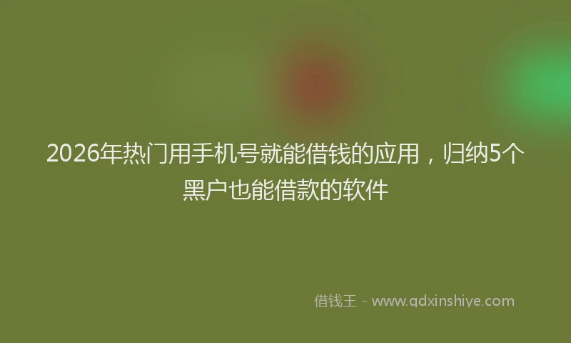 2026年热门用手机号就能借钱的应用，归纳5个黑户也能借款的软件