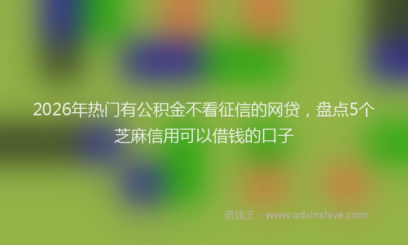 2026年热门有公积金不看征信的网贷，盘点5个芝麻信用可以借钱的口子