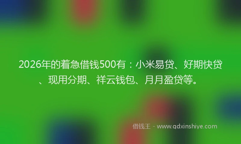 2026年的着急借钱500有：小米易贷、好期快贷、现用分期、祥云钱包、月月盈贷等。