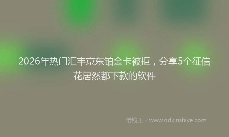 2026年热门汇丰京东铂金卡被拒，分享5个征信花居然都下款的软件