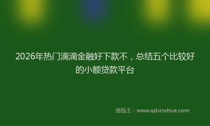 2026年热门滴滴金融好下款不，总结五个比较好的小额贷款平台
