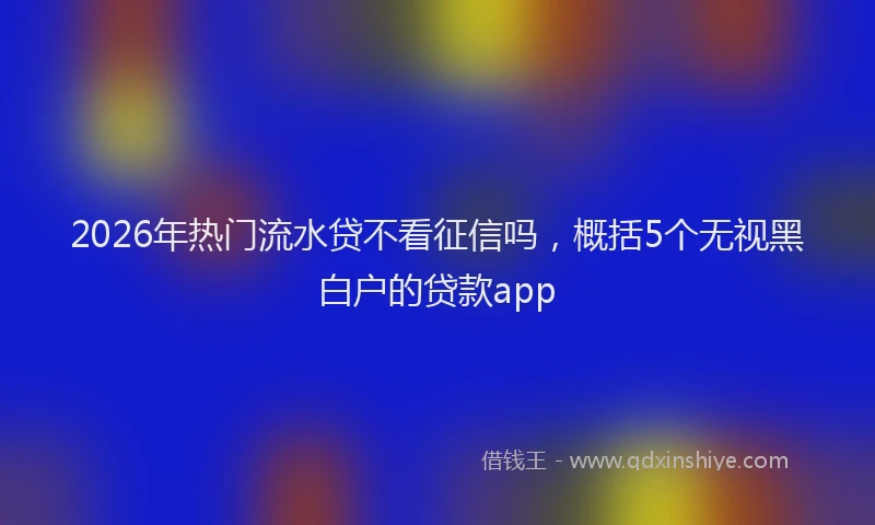 2026年热门流水贷不看征信吗，概括5个无视黑白户的贷款app