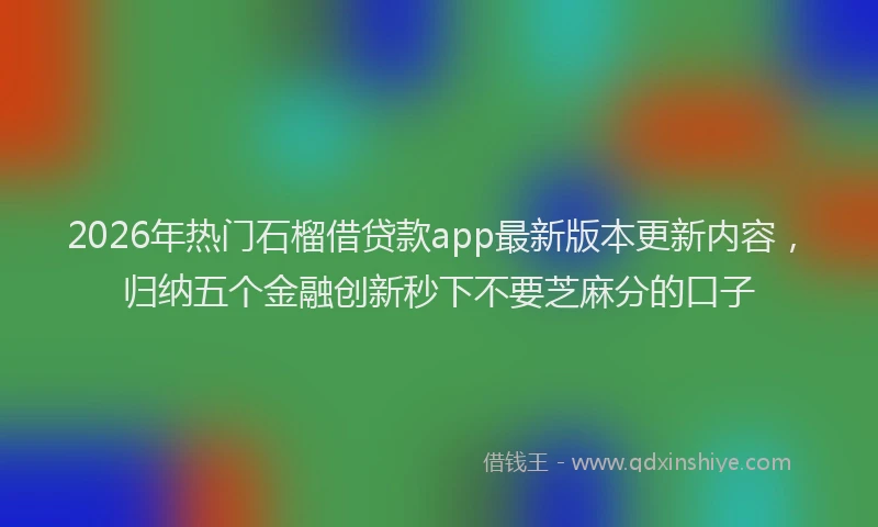 2026年热门石榴借贷款app最新版本更新内容，归纳五个金融创新秒下不要芝麻分的口子