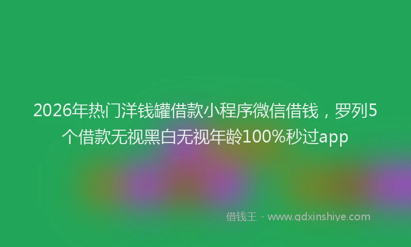 2026年热门洋钱罐借款小程序微信借钱，罗列5个借款无视黑白无视年龄100%秒过app