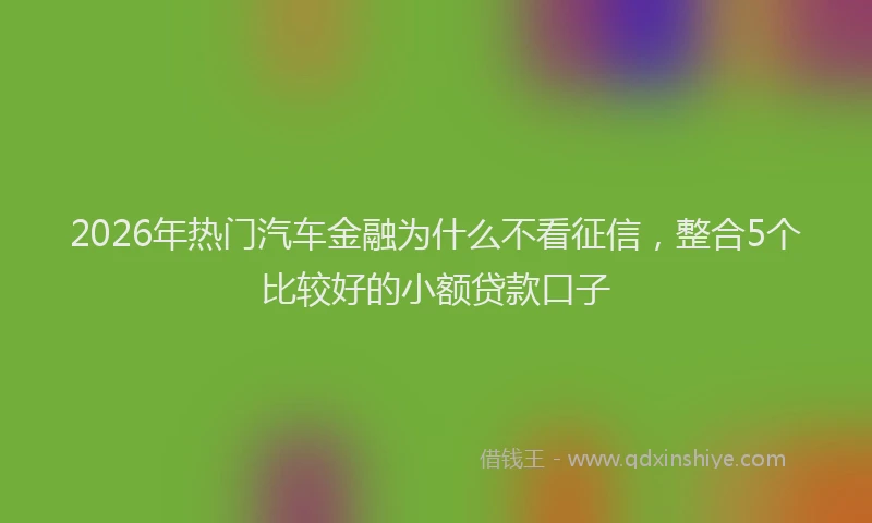 2026年热门汽车金融为什么不看征信，整合5个比较好的小额贷款口子