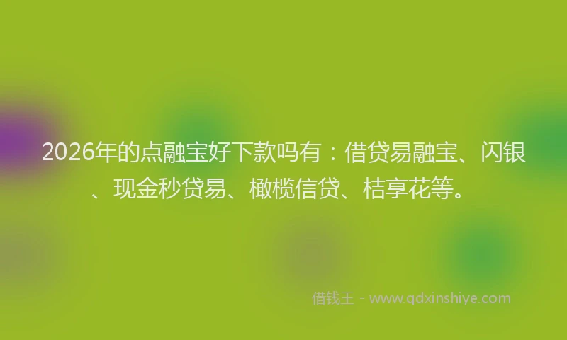 2026年的点融宝好下款吗有:借贷易融宝、闪银、现金秒贷易、橄榄信贷、桔享花等。