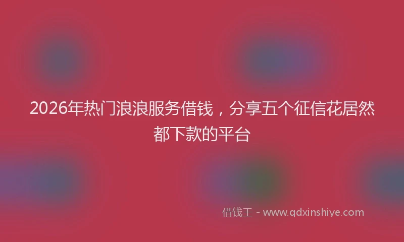 2026年热门浪浪服务借钱，分享五个征信花居然都下款的平台