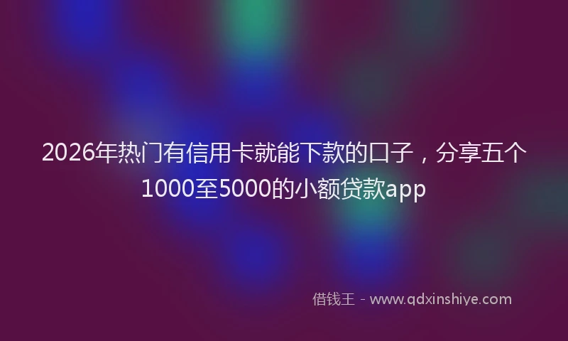 2026年热门有信用卡就能下款的口子，分享五个1000至5000的小额贷款app