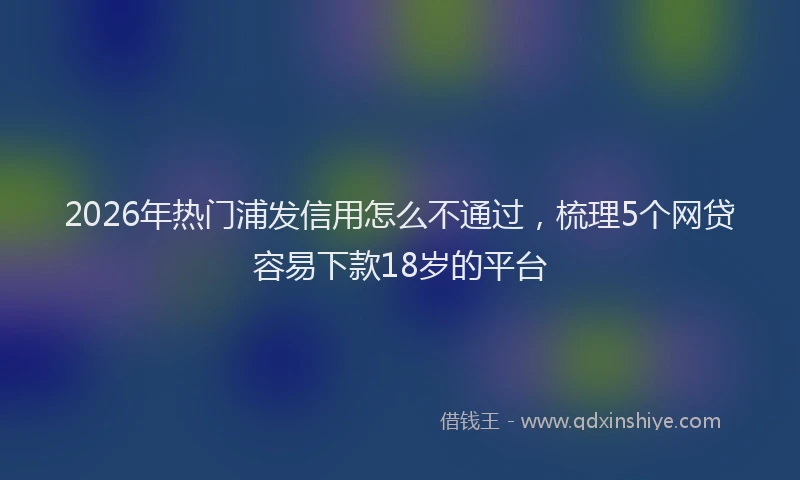 2026年热门浦发信用怎么不通过，梳理5个网贷容易下款18岁的平台