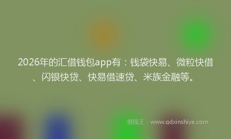 2026年的汇借钱包app有：钱袋快易、微粒快借、闪银快贷、快易借速贷、米族金融等。