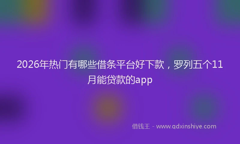 2026年热门有哪些借条平台好下款，罗列五个11月能贷款的app