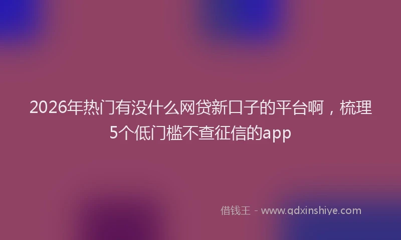 2026年热门有没什么网贷新口子的平台啊，梳理5个低门槛不查征信的app