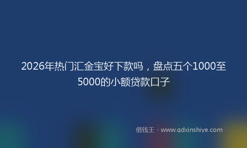 2026年热门汇金宝好下款吗，盘点五个1000至5000的小额贷款口子