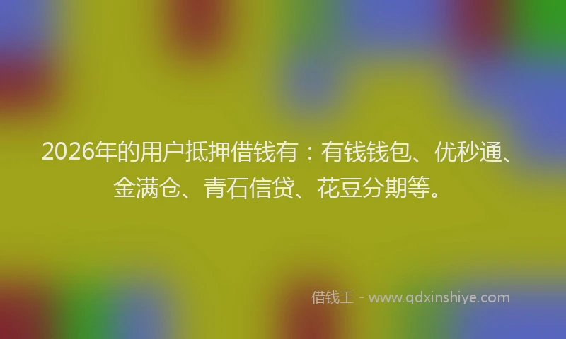 2026年的用户抵押借钱有:有钱钱包、优秒通、金满仓、青石信贷、花豆分期等。
