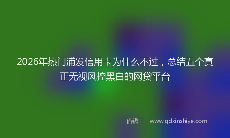 2026年热门浦发信用卡为什么不过，总结五个真正无视风控黑白的网贷平台